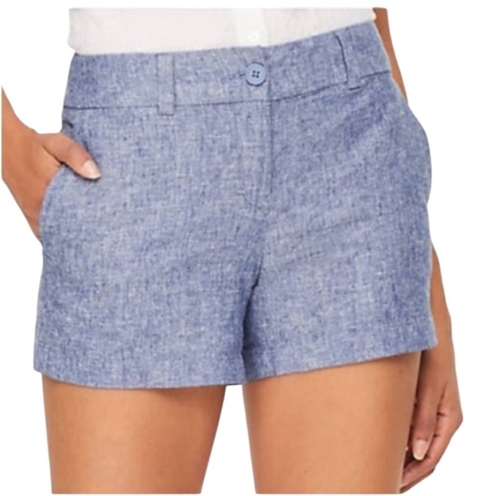 Loft Outlet Chambray Linen Cotton Blend Rivera 4" Shorts Size 10 Beachy Coastal